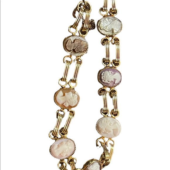 Vintage 12k Gold filled multi cameo texture link bracelet - Picture 7 of 9